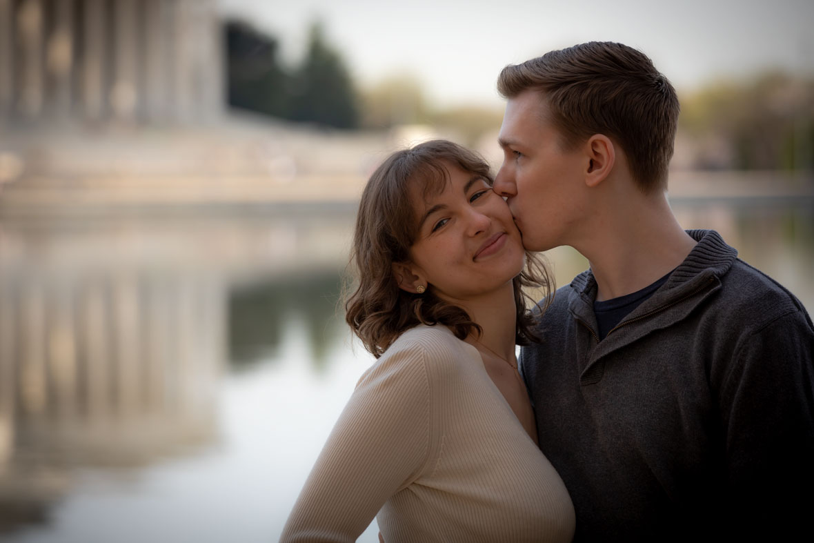 Engagement Photography with the Cherry Blossoms at Jefferson Memorial Tidal Basin in Washington DC | Pamela Kay Photography
